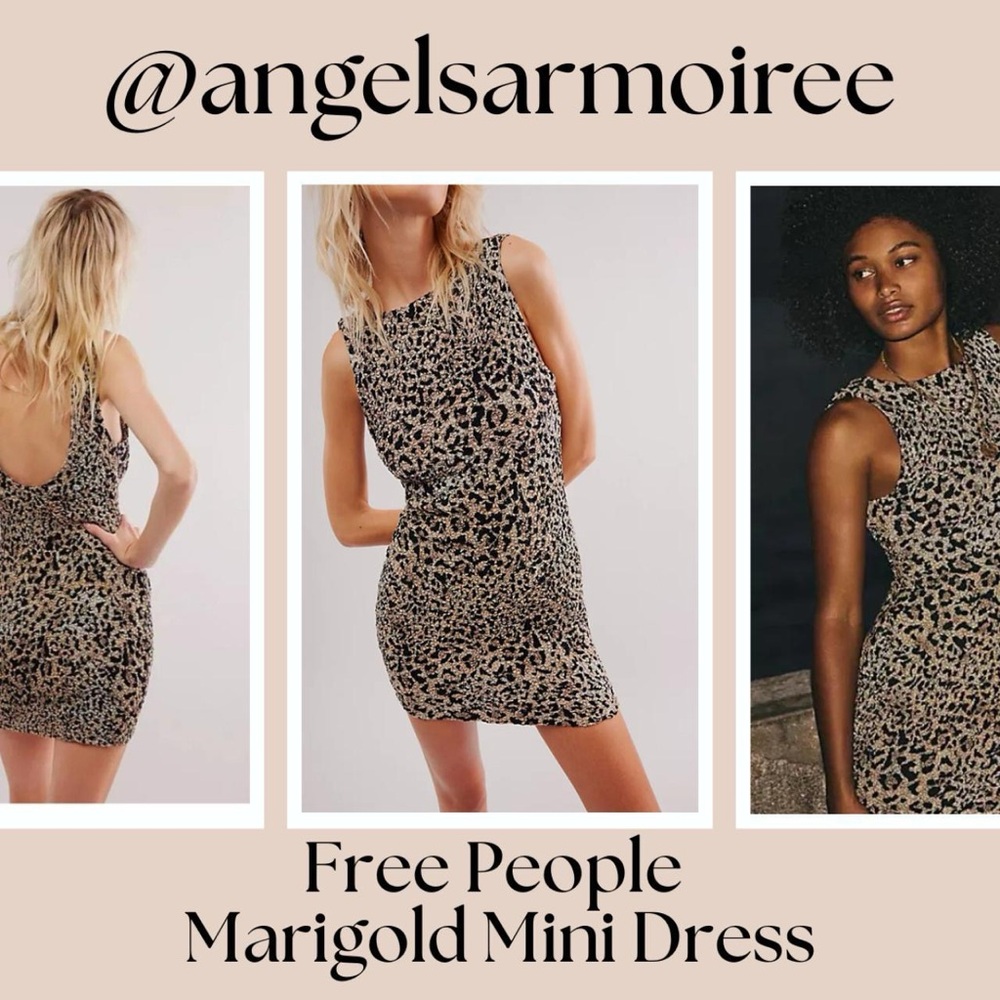 Free People Black and Tan Animal Print Mini Dress